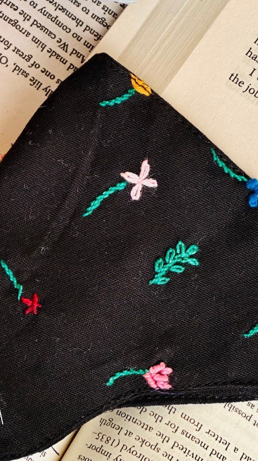 Hand Embroidered Floral Face Mask | Custom Fabric & Colors