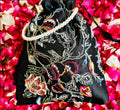 Zaiba: Black Organza Potli Bag with Floral Embroidery