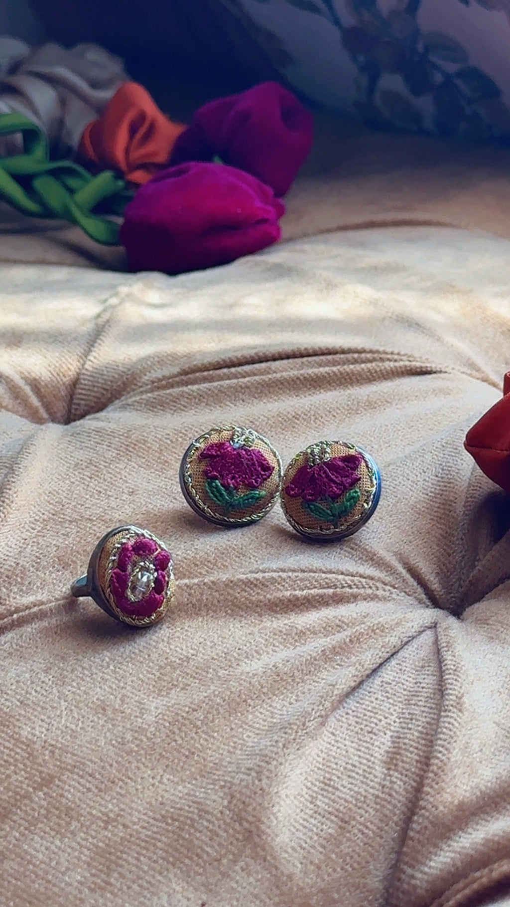 Royal Crimson & Gold "Jeweled Heart" Ring