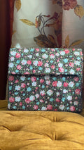 Midnight Garden: Handmade Floral Sequinned Envelope Bag