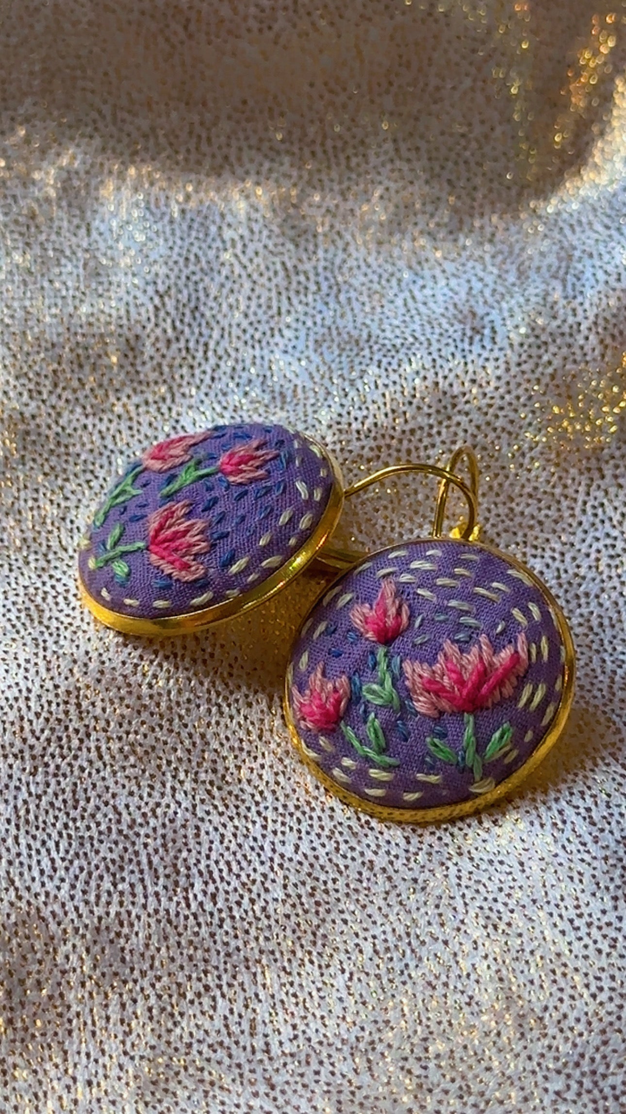 Lavender Lotus Meadow Hand-Embroidered Drops