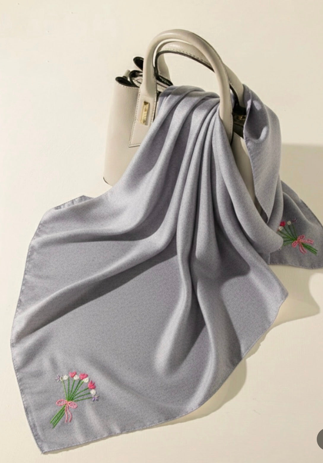 Hand-Embroidered Floral Bouquet Scarf | Custom Made Art Gift