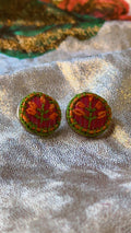 Terracotta Bloom Hand-Embroidered Studs