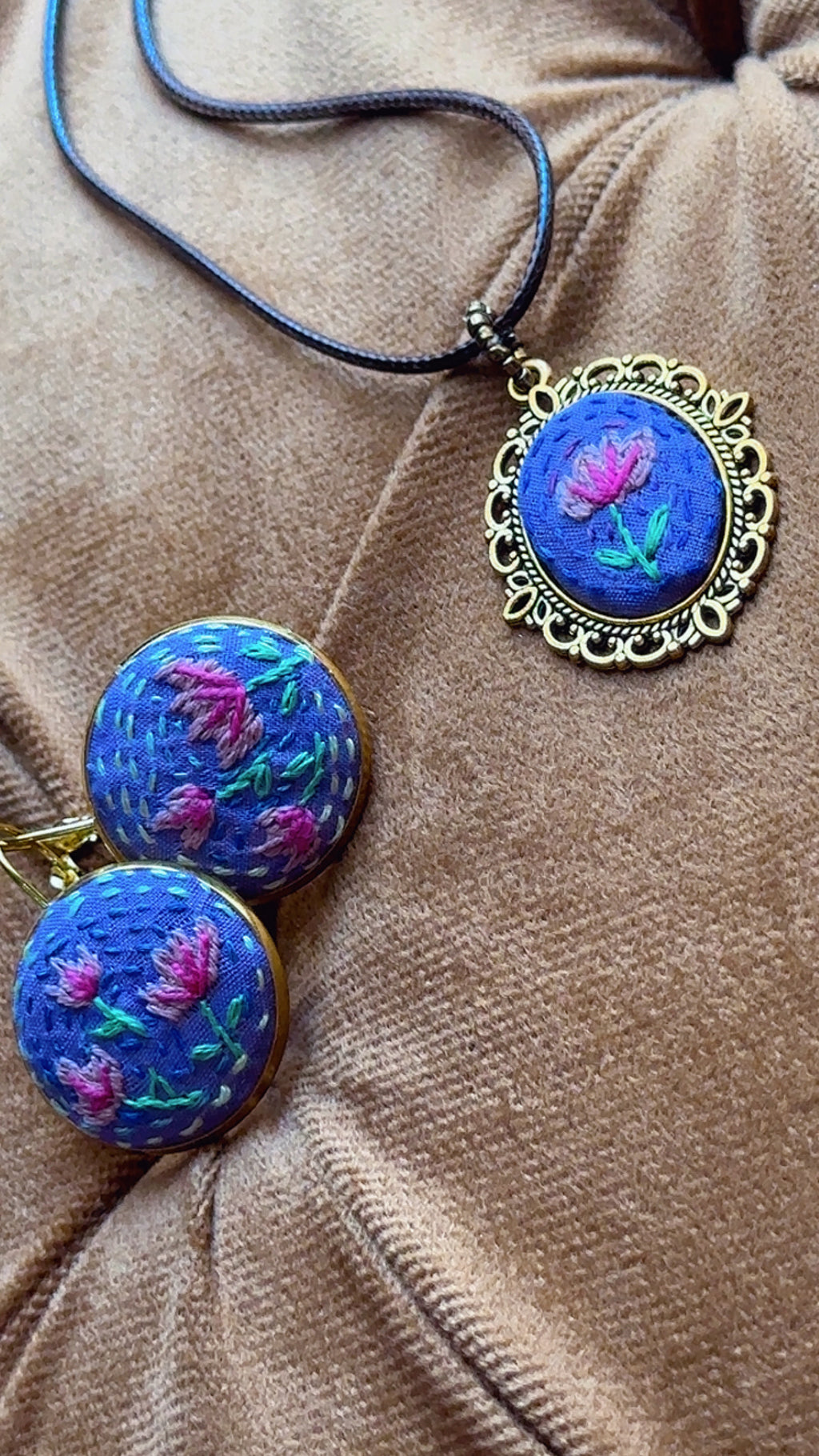 Lavender Lotus Meadow Hand-Embroidered Drops