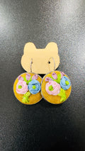 Gul-Kari Ribbon Embroidered 3D Floral Earrings - Mustard