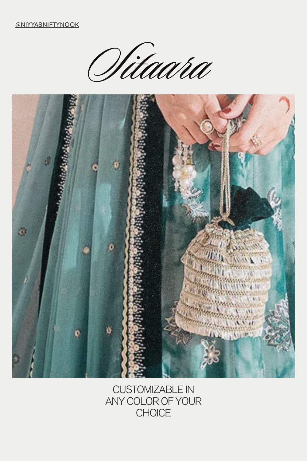 Sitaara Hand-Embellished Silver Potli Bag