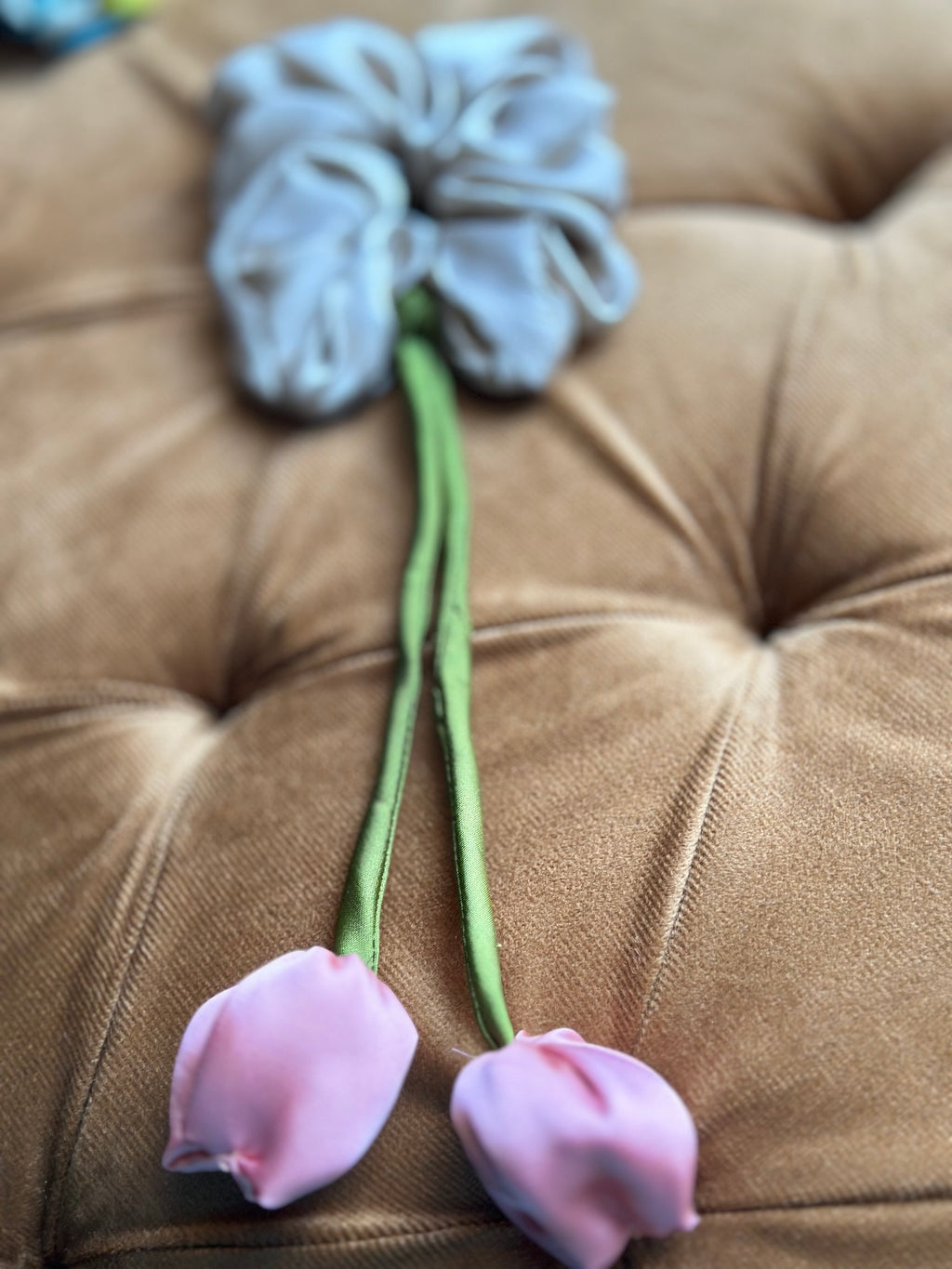 Lavender Mist Tulip Scrunchie - Handmade Floral Hair Accessory