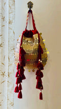 MehrMa Handcrafted Sequin Potli Bag – Whimsical Vintage Drawstring Bag with Coin Embellishments and Tassels