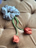 Champagne & Terracotta Tulip Scrunchie - Handmade Floral Tie