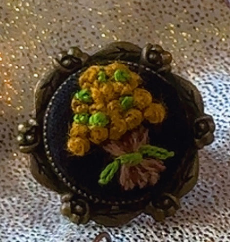 Golden Harvest Hand-Embroidered Bouquet Ring