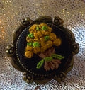 Golden Harvest Hand-Embroidered Bouquet Ring