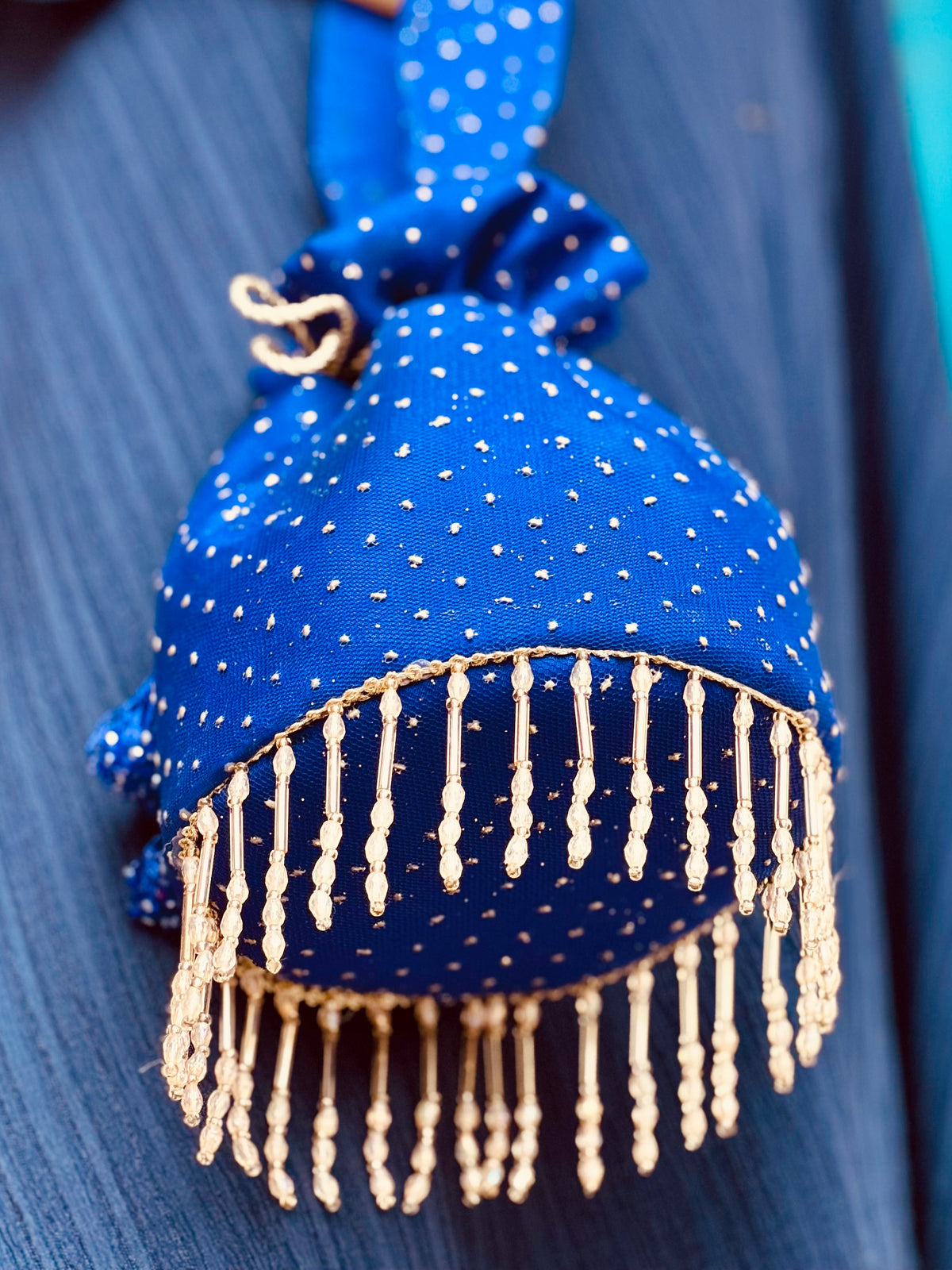 Neelam Handcrafted Royal Blue Embellished Potli Bag | Bridal & Festive Clutch