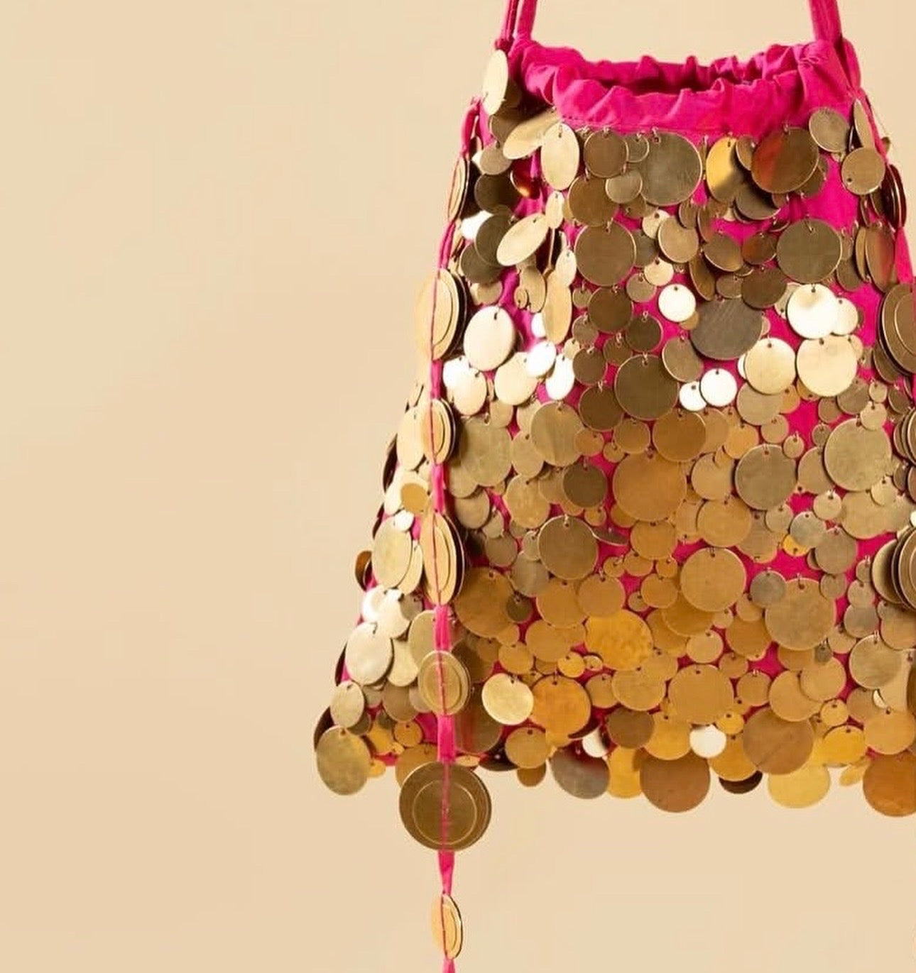 Noor Jahaan: Pink & Gold Hand-Embellished Wedding Potli