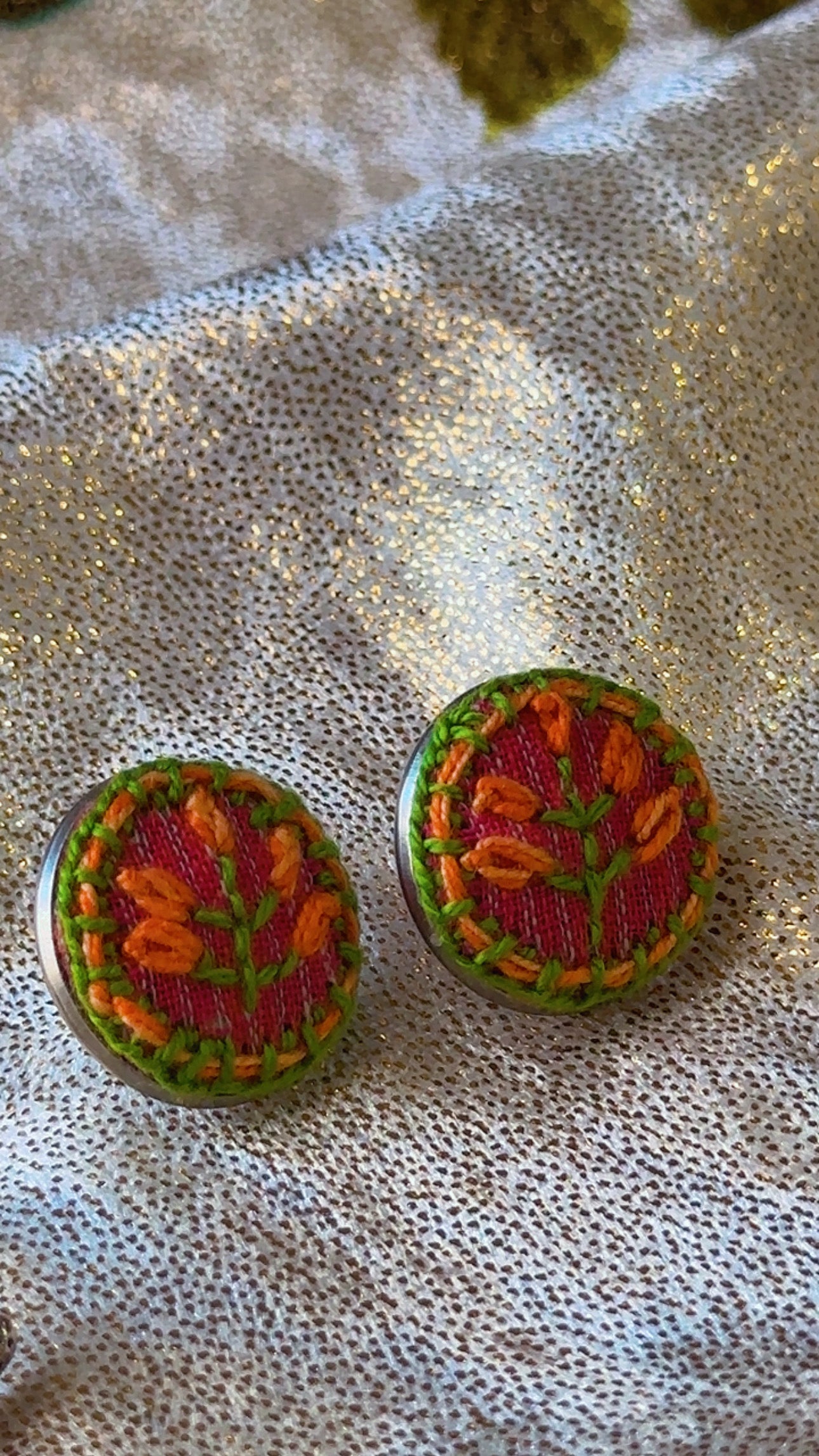 Terracotta Bloom Hand-Embroidered Studs