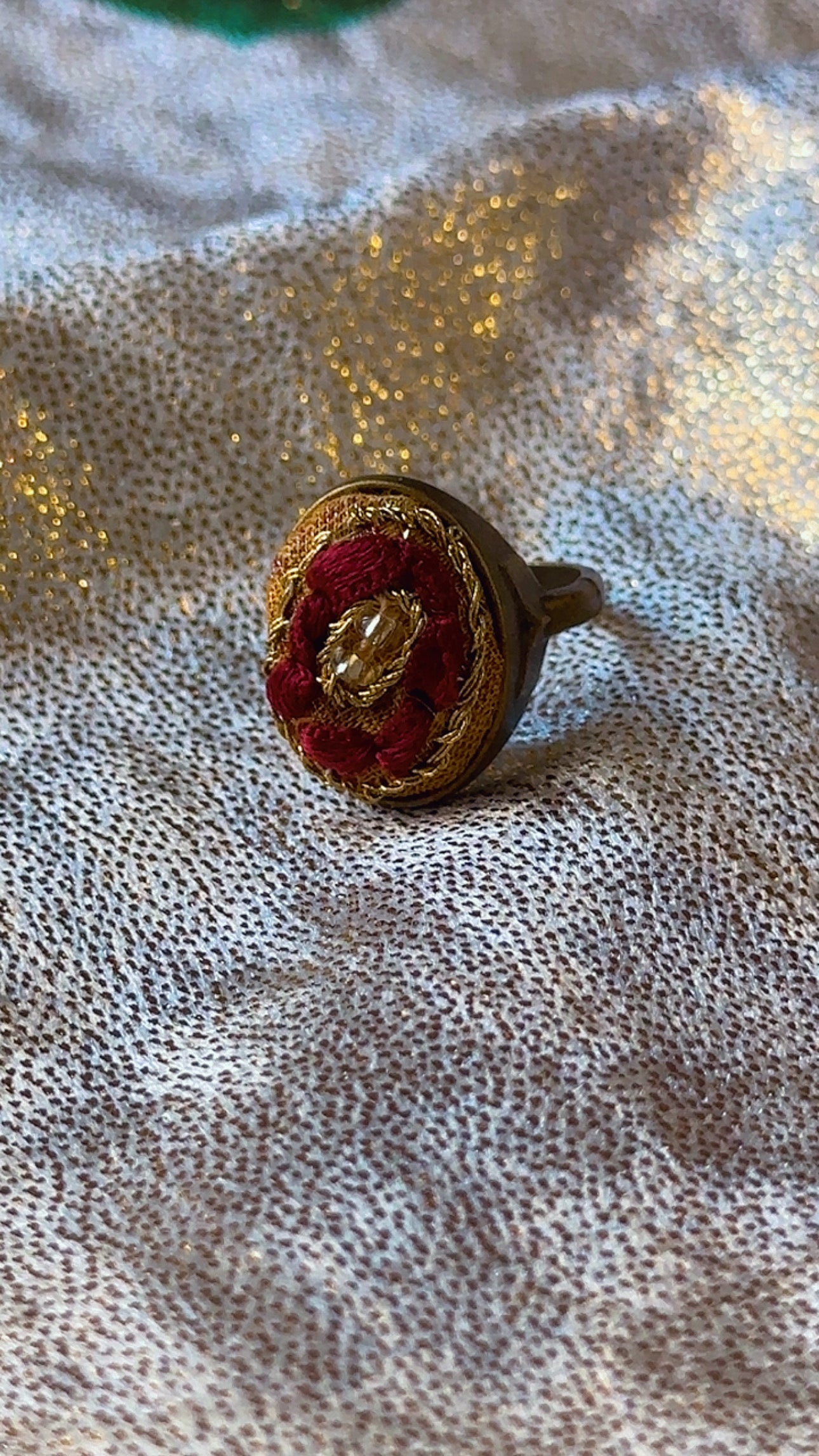 Royal Crimson & Gold "Jeweled Heart" Ring