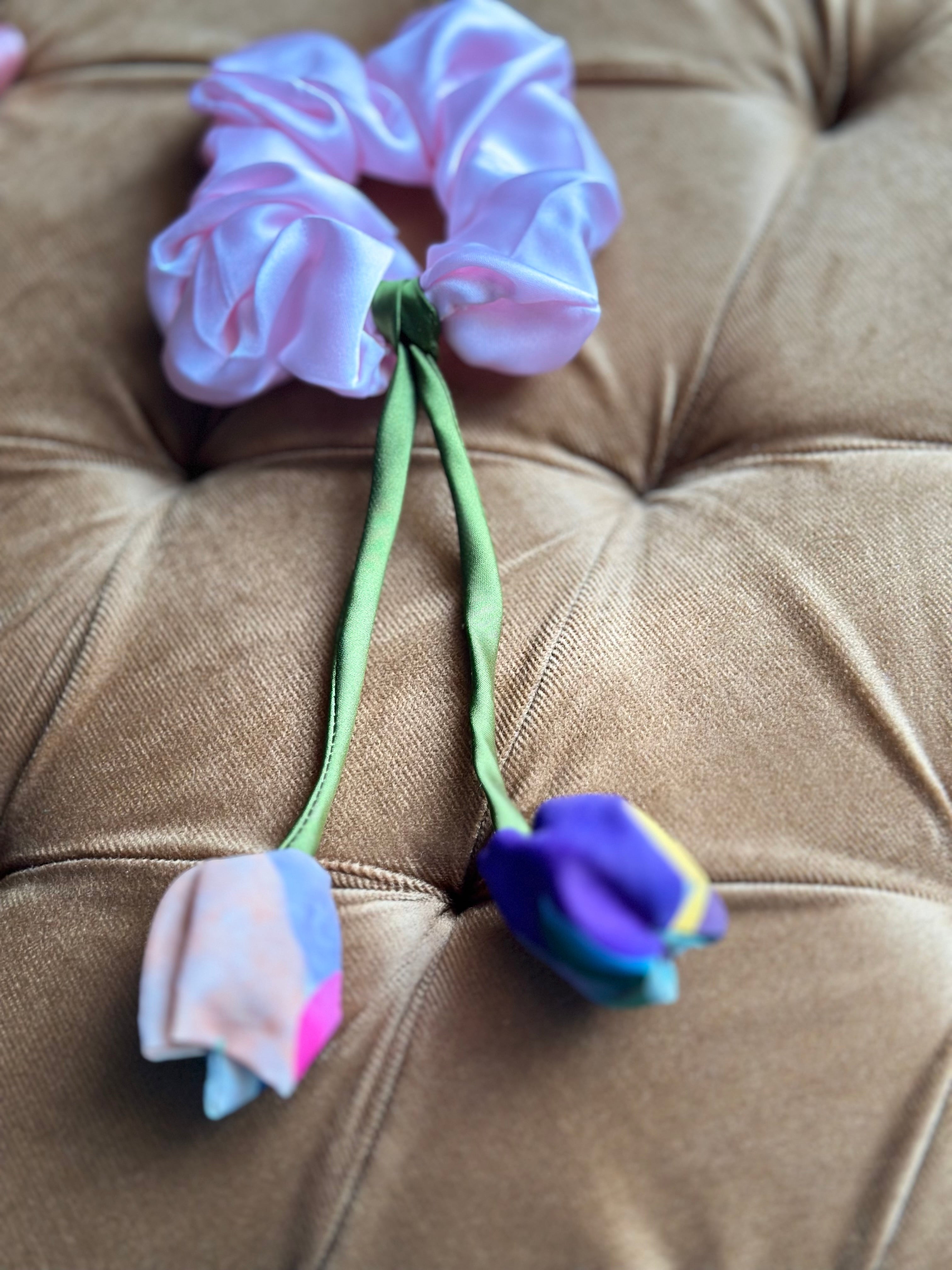 Candy Blossom Tulip Scrunchie - Fun Handmade Hair Accessory