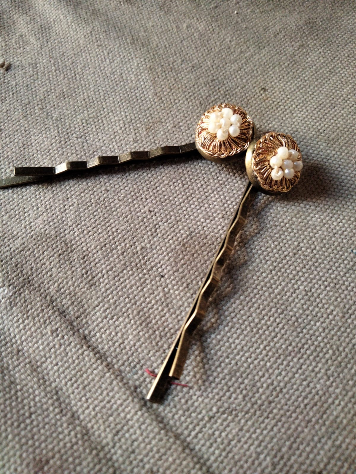 Pearl Bloom Hand-Embroidered Vintage Bobby Pins