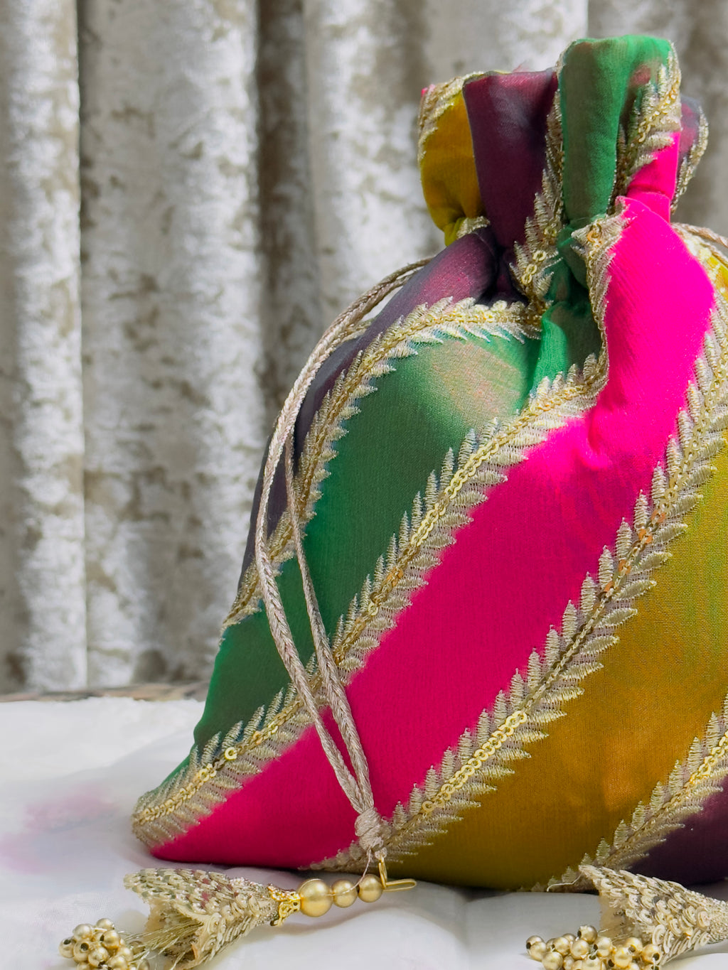 Nazish - Traditional Handcrafted Multi-Color Gota Work Potli Bag | نازش