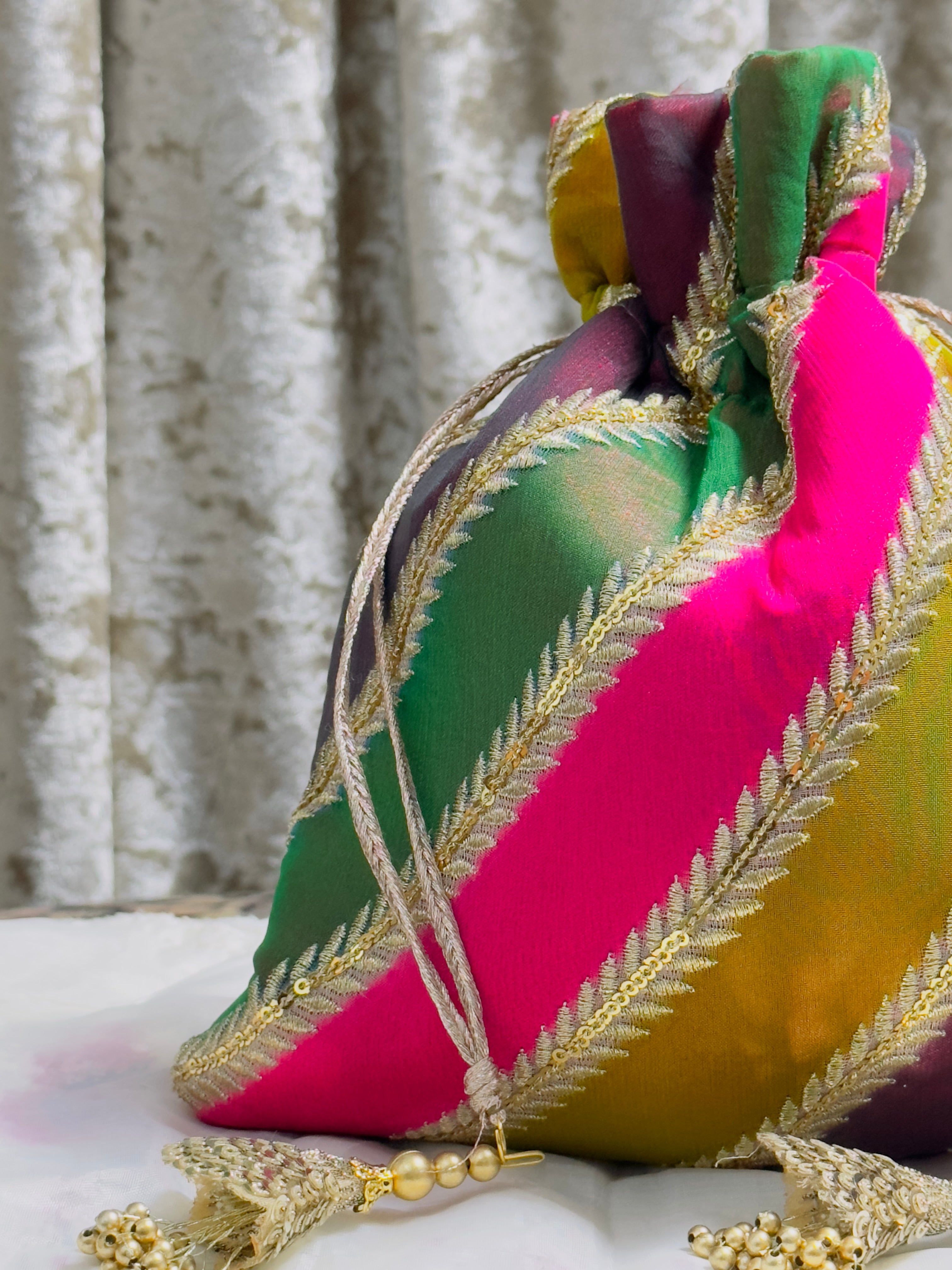 Nazish - Traditional Handcrafted Multi-Color Gota Work Potli Bag | نازش