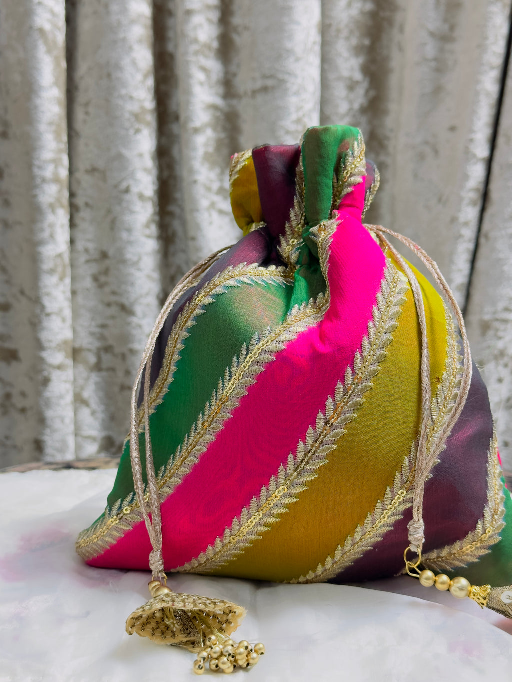 Nazish - Traditional Handcrafted Multi-Color Gota Work Potli Bag | نازش