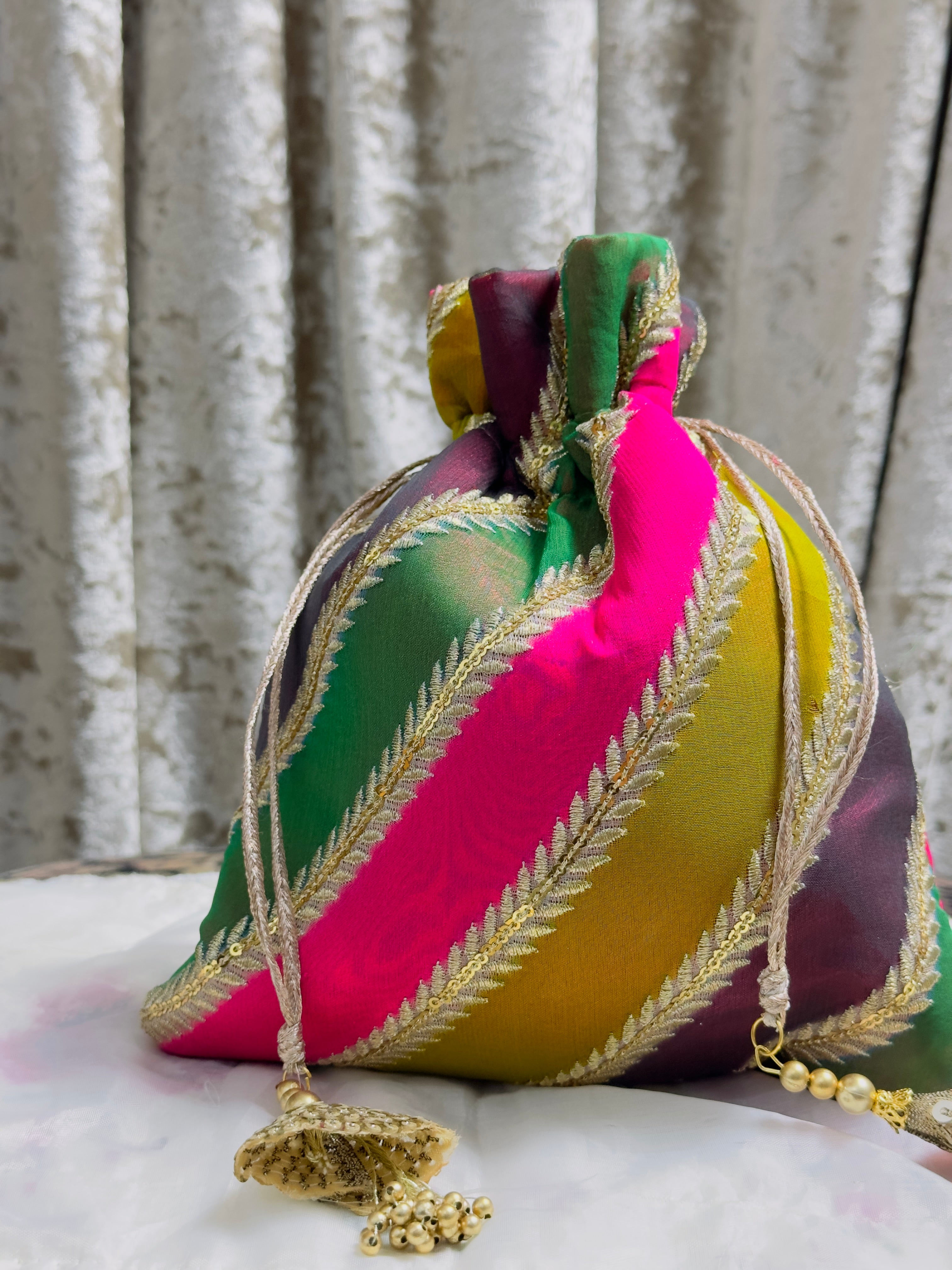 Nazish - Traditional Handcrafted Multi-Color Gota Work Potli Bag | نازش