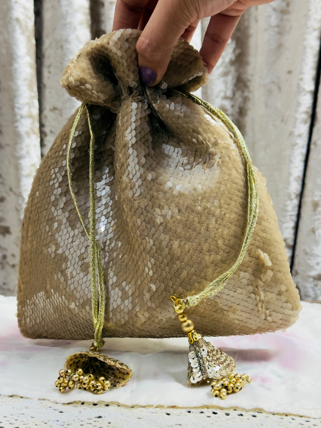 Roomi — رومی | Shimmering Gold Sequin Evening Pouch for Weddings