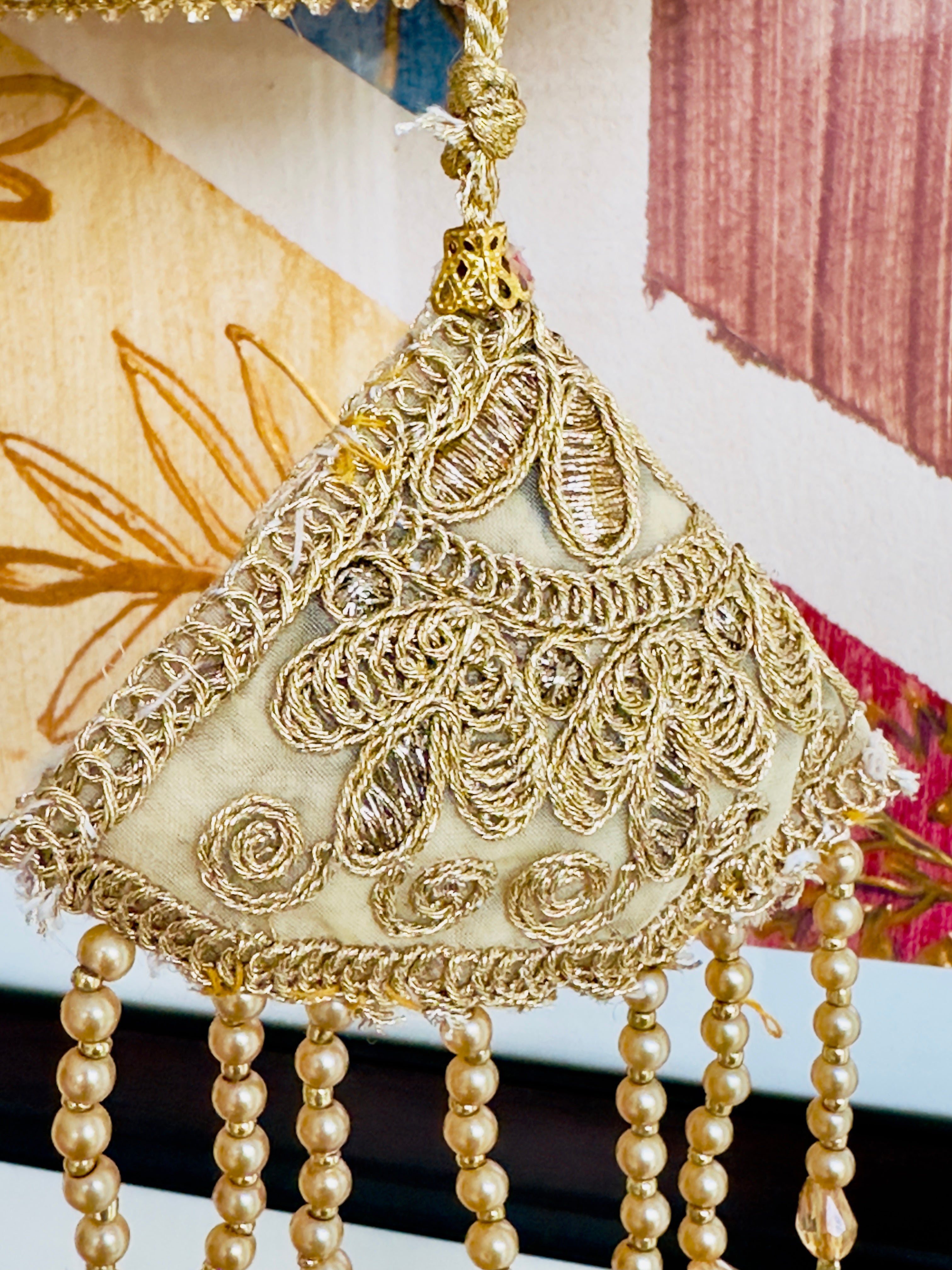 Zarnaab (زرناب): Golden Hand-Embellished Bridal Potli