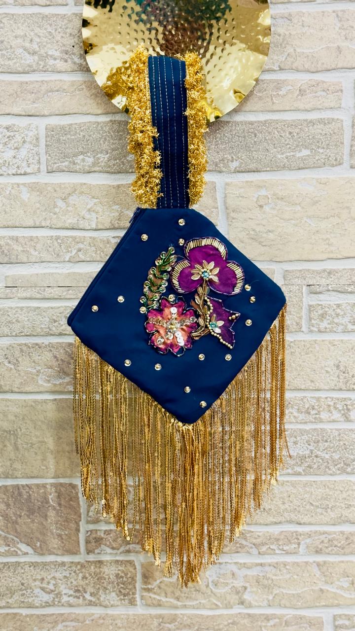 Mah-e-Noor Hand-Painted & Hand-Embellished Potli Bag