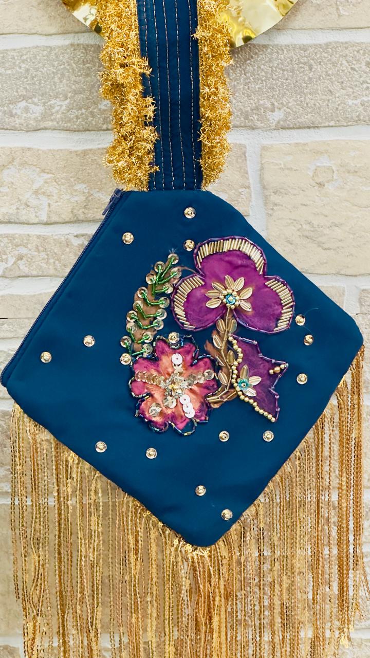 Mah-e-Noor Hand-Painted & Hand-Embellished Potli Bag