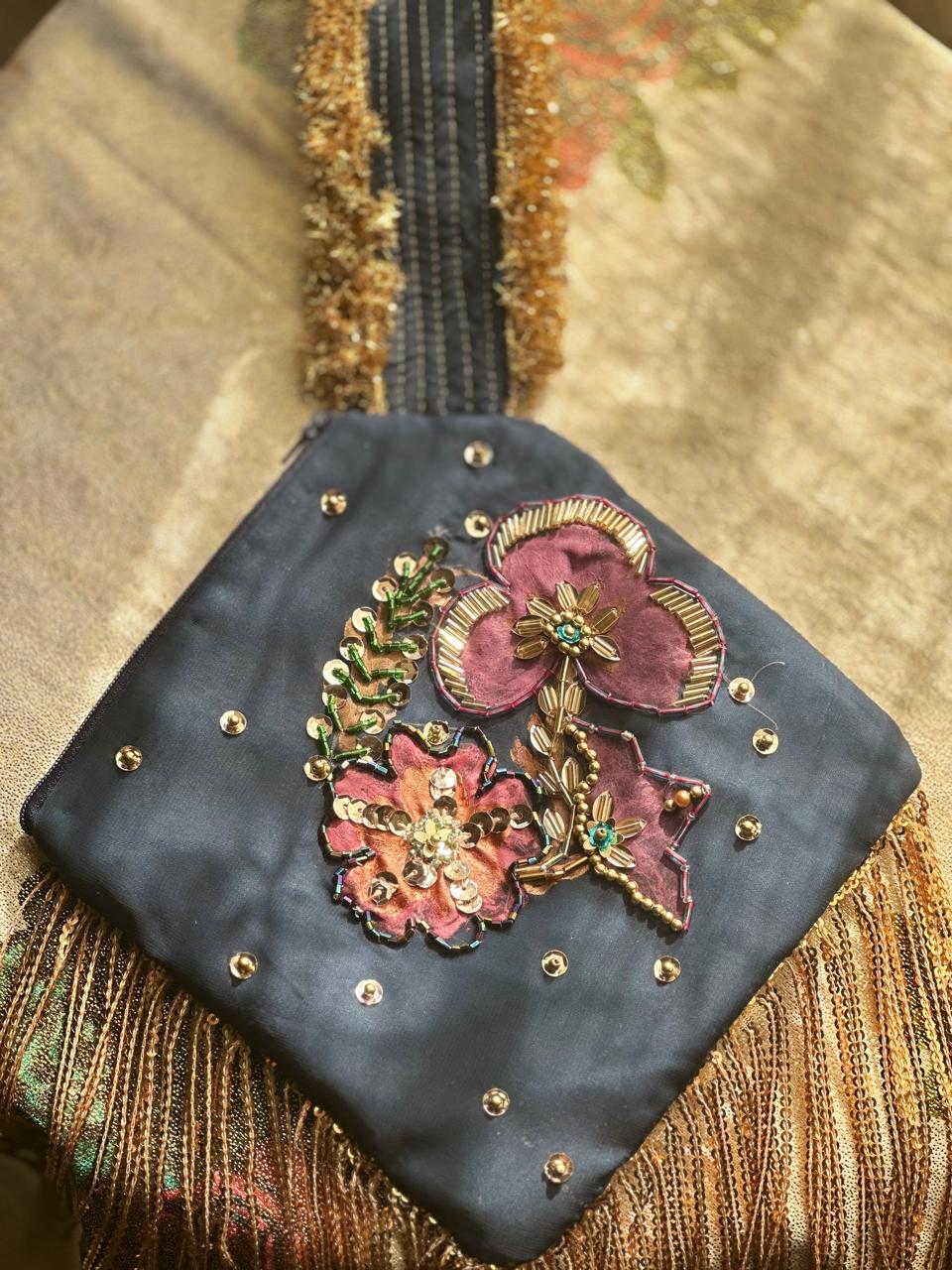 Mah-e-Noor Hand-Painted & Hand-Embellished Potli Bag