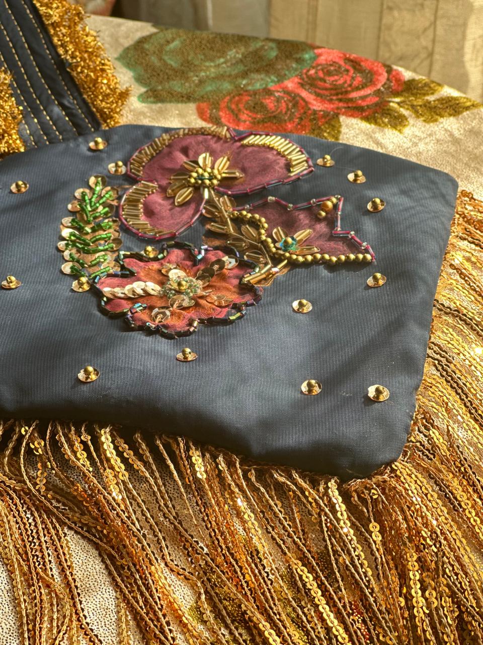 Mah-e-Noor Hand-Painted & Hand-Embellished Potli Bag