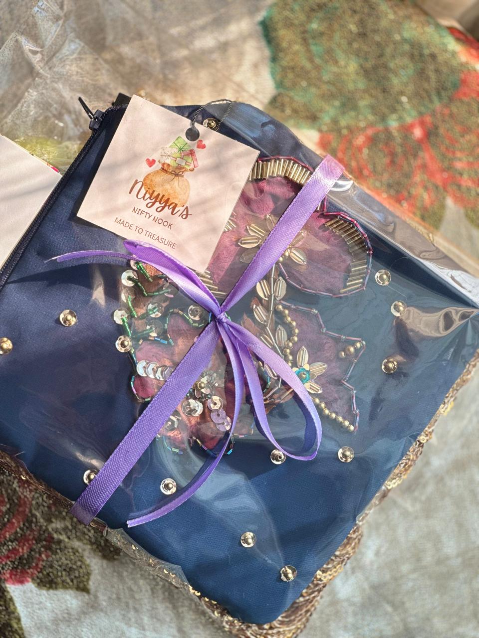 Mah-e-Noor Hand-Painted & Hand-Embellished Potli Bag