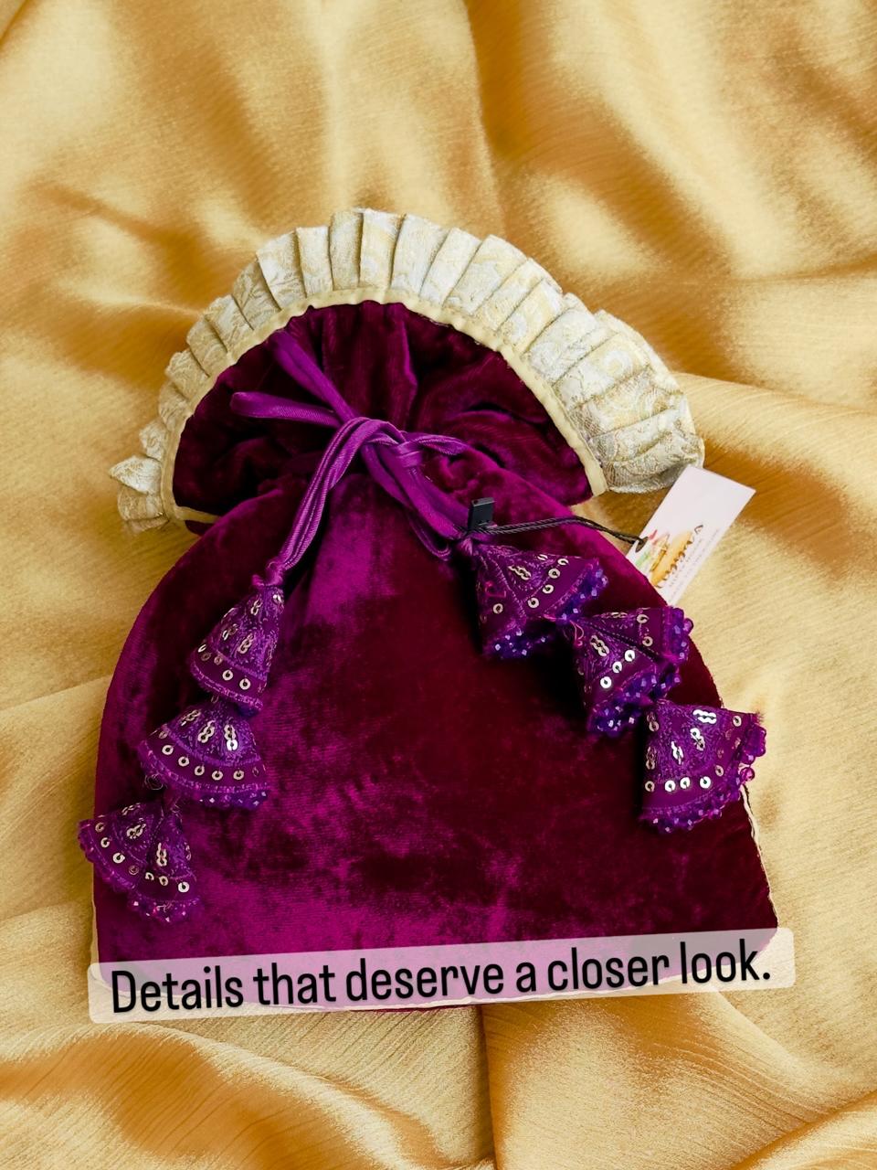 Aafreen: Royal Purple Jhumka Tassel Potli (Customizable)