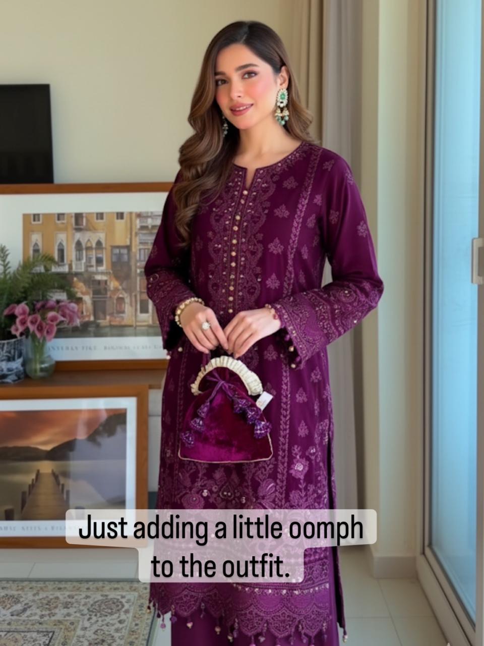 Aafreen: Royal Purple Jhumka Tassel Potli (Customizable)