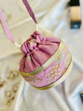 Najaf: Mauve Pink Zardosi Handcrafted Potli Bag