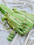 Shabnam: Lime Green Zari Gota Patti Wedding Clutch