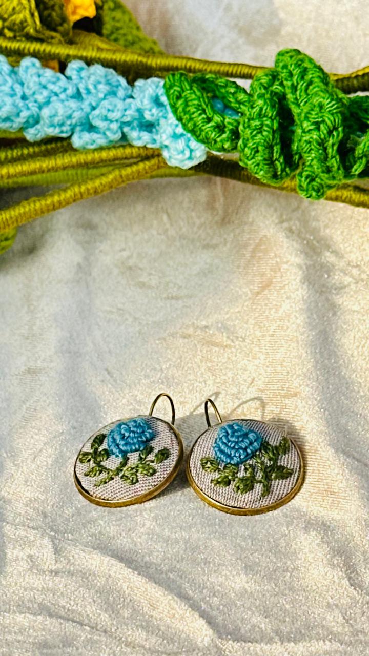 Firoza Gul – Vintage Style Hand-Stitched Rose Earrings