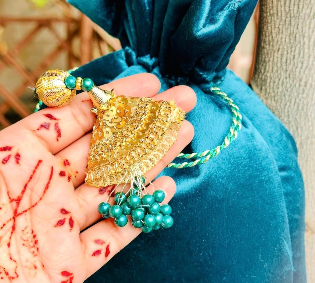 Neelum: Emerald Teal Velvet Potli (Customizable)