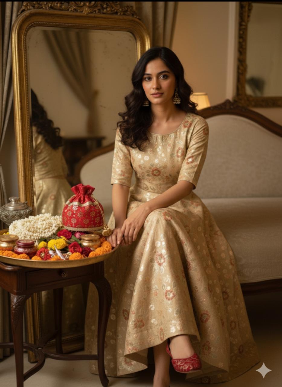 Marjaan: Red Sequin Potli with Gold Beads (Customizable)