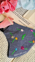 Hand Embroidered Floral Denim Mask | Custom Summer & Winter
