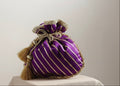 Sameen: Royal Purple Silk Potli with Diagonal Gold Gota