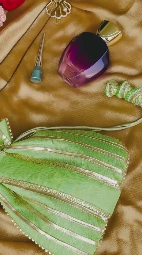 Shabnam: Lime Green Zari Gota Patti Wedding Clutch