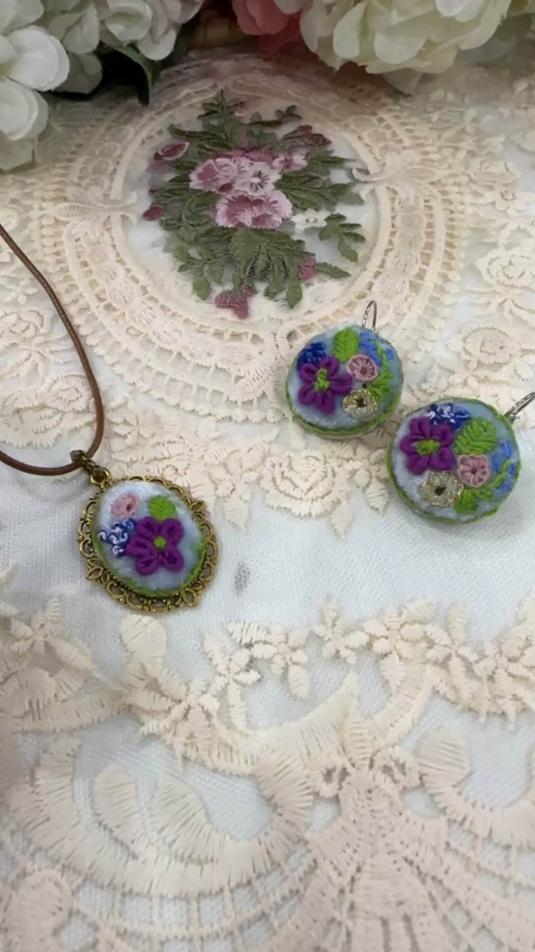 Azure Blossom Hand-Embroidered Floral Statement Ring