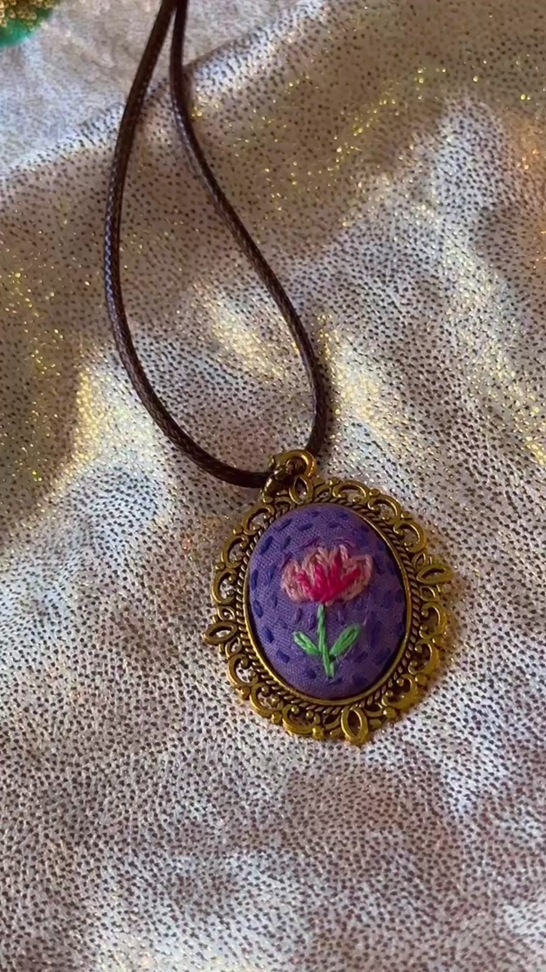 Lavender Lotus Meadow Hand-Embroidered Drops