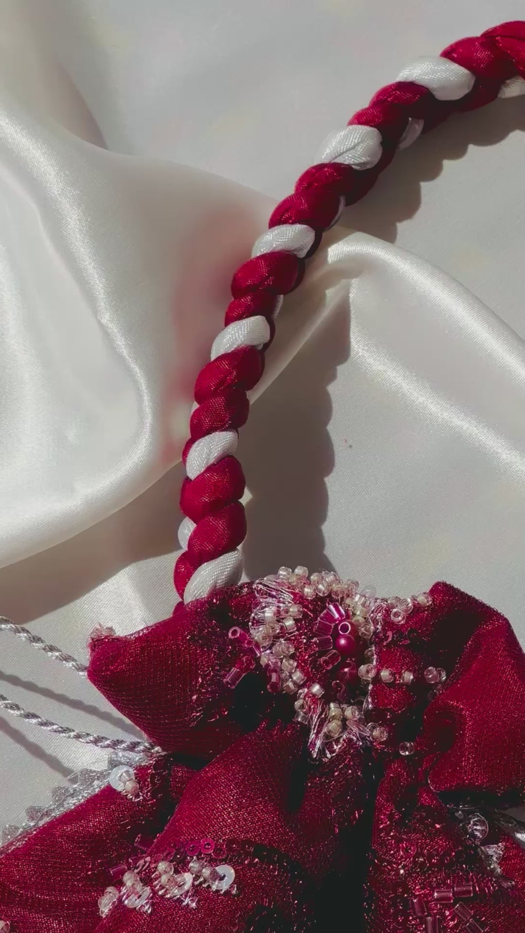 Zar-e-Shahi: Handmade Maroon and Silver Potli Bag