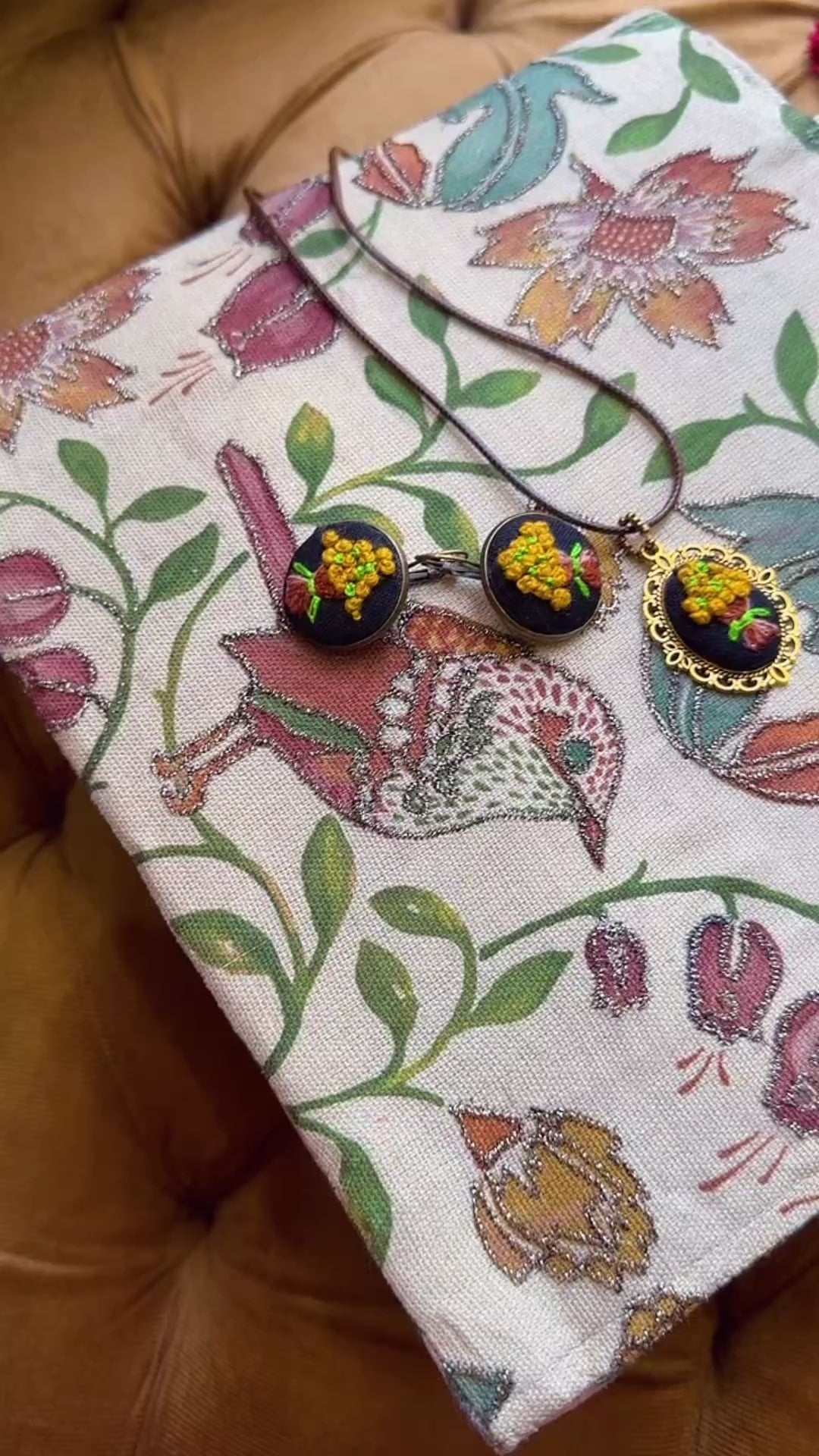 Golden Harvest Hand-Embroidered Bouquet Ring