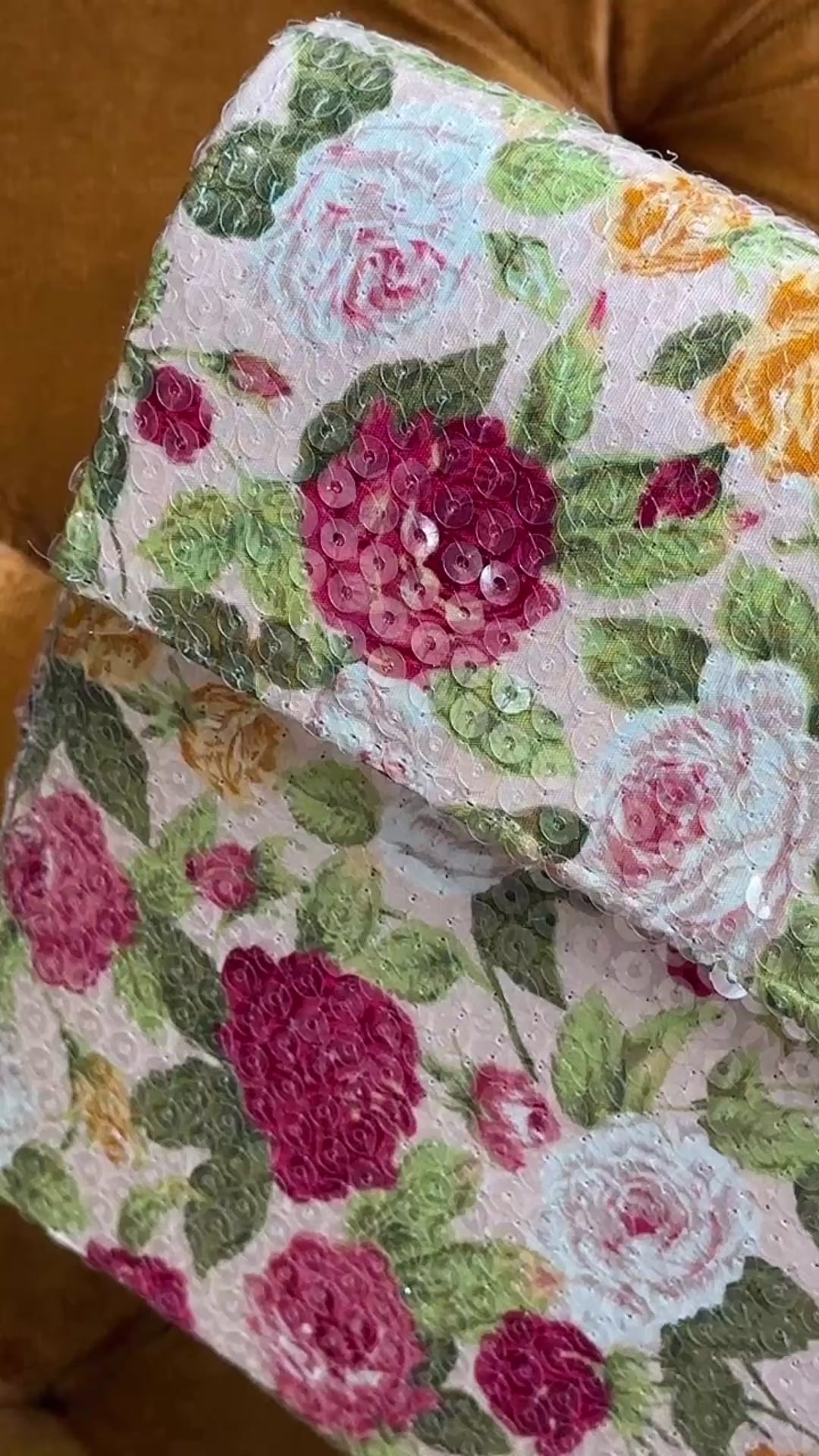 Rosie Bloom: Handmade Floral Sequinned Envelope Clutch Bag