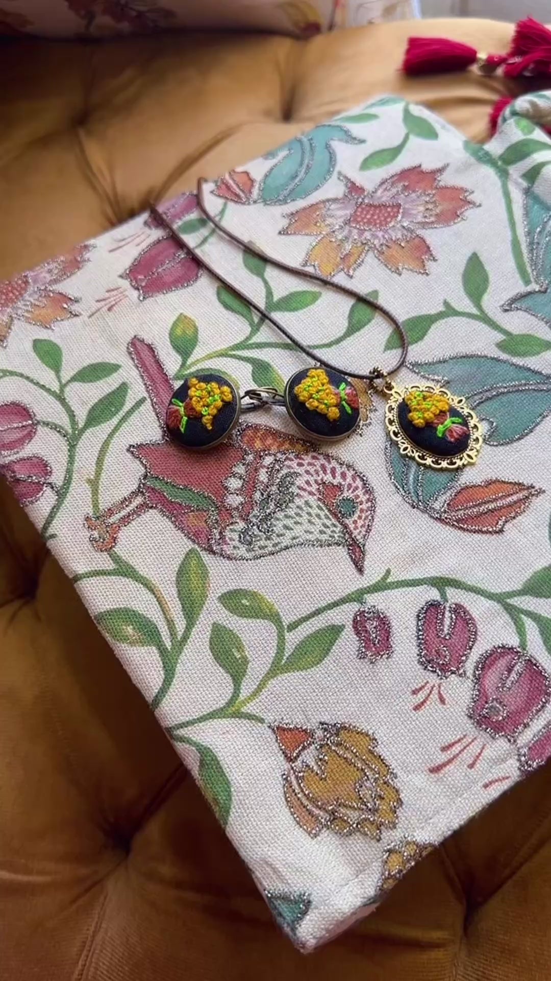 Golden Harvest Hand-Embroidered Bouquet Ring