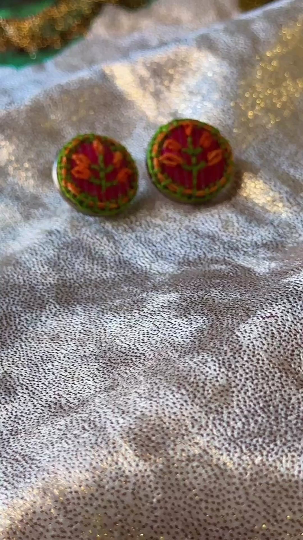 Terracotta Bloom Hand-Embroidered Studs