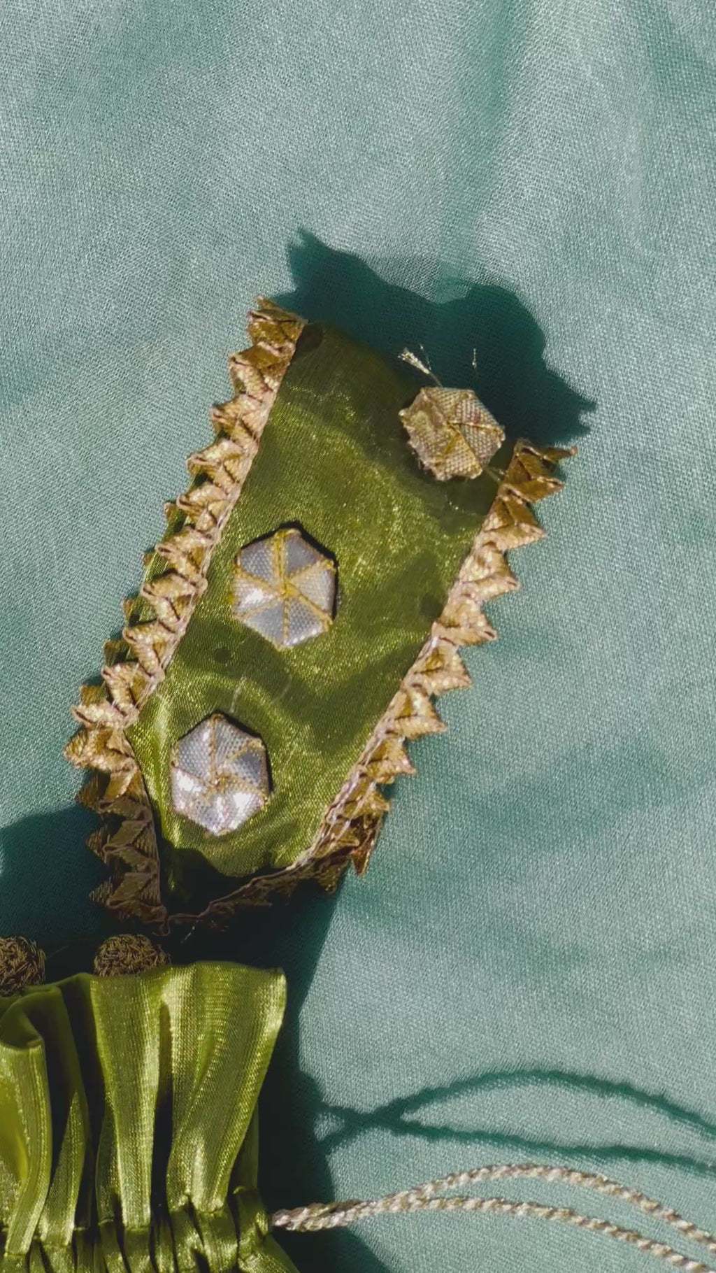 Zamurd Handcrafted Olive Green Gota Work Potli Bag